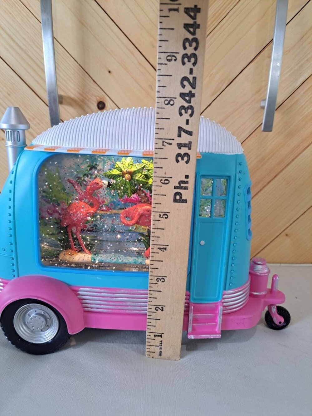 Cracker Barrel Camper Flamingo Glitter Globe Palm Tree Lights Motion - Picture 13 of 15